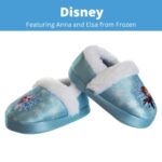 Disney Frozen 2 Elsa and Anna Girls Slippers – Plush Non-Slip Comfy Fluffy Lightweight Warm Comfort Soft Aline Indoor House Slippers (Toddler 9-10)