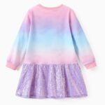 Disney Frozen Elsa Toddler Girl Sequin Dress Character Print Ruffle Sweatshirt Dress Cozy Fall Long Sleeve T-Shirt Dresses Pink 4-5T