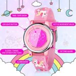 3 Pieces Kids Unicorn Watch and Unicorn Bracelet Waterproof Toddler Digital Watch Light Watch with Alarm Stopwatch Unicorn Easter Children’s Day Gift for 3-10 Year Girls(Lovely Style)