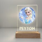 Frozen Premium Elsa Wood Base Stand Soft Night Light Up Table Desk Lamp LED Princess Sign Personalized Free Engraved With Your Name On It, Made to Order Home Girls Room Decor, A Must Have!
