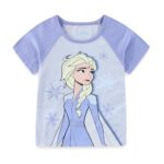 Disney Frozen Elsa Girls Short Sleeve T-Shirt and French Terry Shorts Set for Toddler and Big Kids