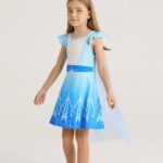 WonderBabe Princess Snow Party Dress Queen Costume Cosplay Dress Up Princess Dresses Fancy Dress Up Clothes for Christmas Cosplay size 7-8
