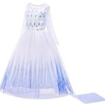 BanKids Snow Queen Act 2 Costumes Princess Dresses for Girls with Wig,Crown,Magic wand,Gloves Accessories 4T 5T(110,K11)