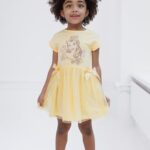 Disney Princess Belle Toddler Girls French Terry Tulle Dress Yellow 2T