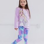 Disney Frozen Elsa Toddler Girls Pullover French Terry Sweatshirt & Leggings Purple 5T