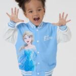 Disney Frozen Elsa Toddler Girl Varsity Bomber Letterman Baseball Jacket Lightweight Sweatshirt Button up Fall Clothes Color Block Coat 5-6 Years